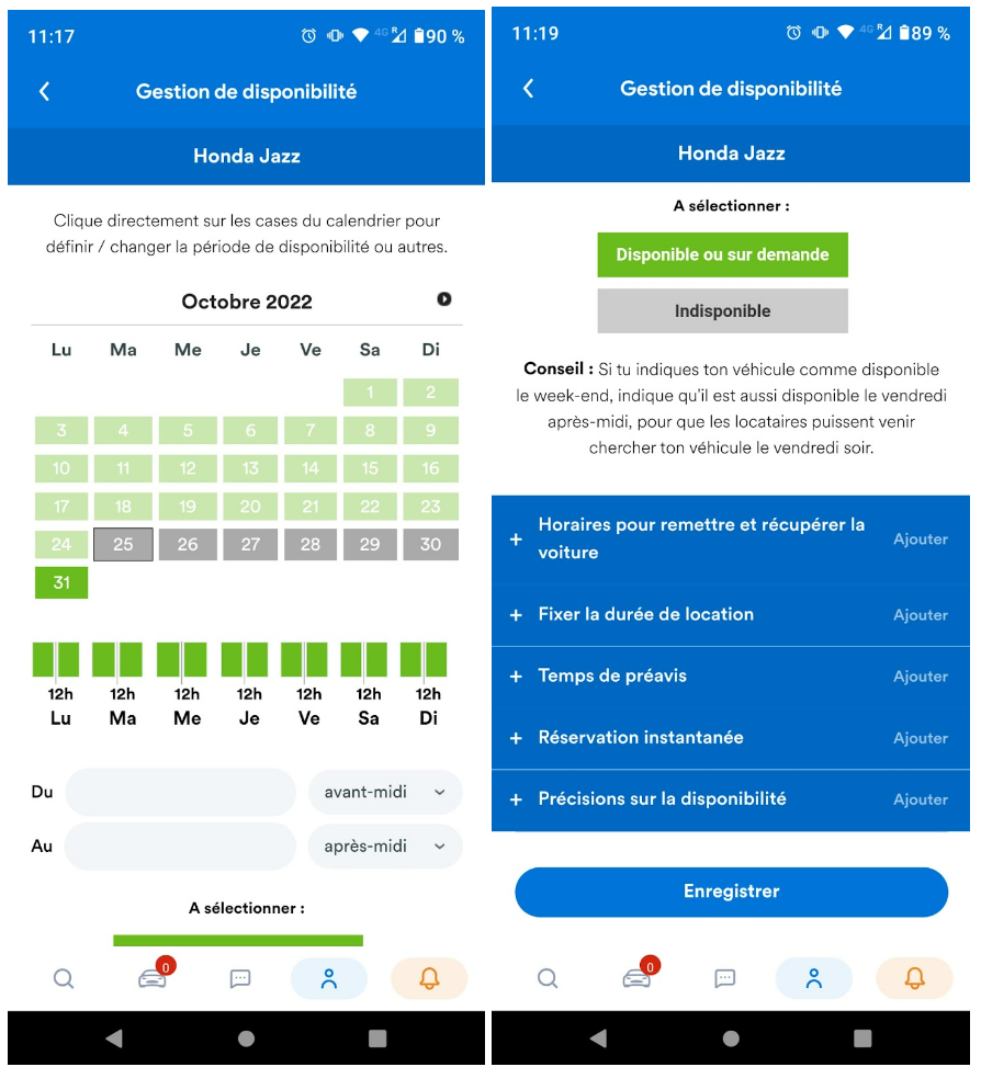 Gestion du calendrier